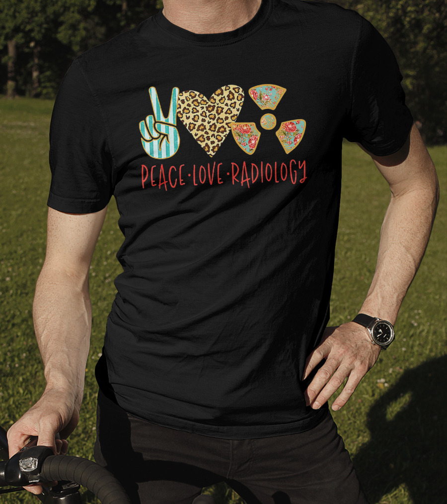 Peace Love Radiology Leopard Heart Floral Radiation T-Shirt