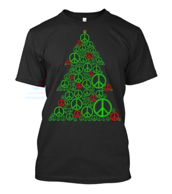 PEACE SIGN Christmas Tree Hippi Holiday T-Shirt