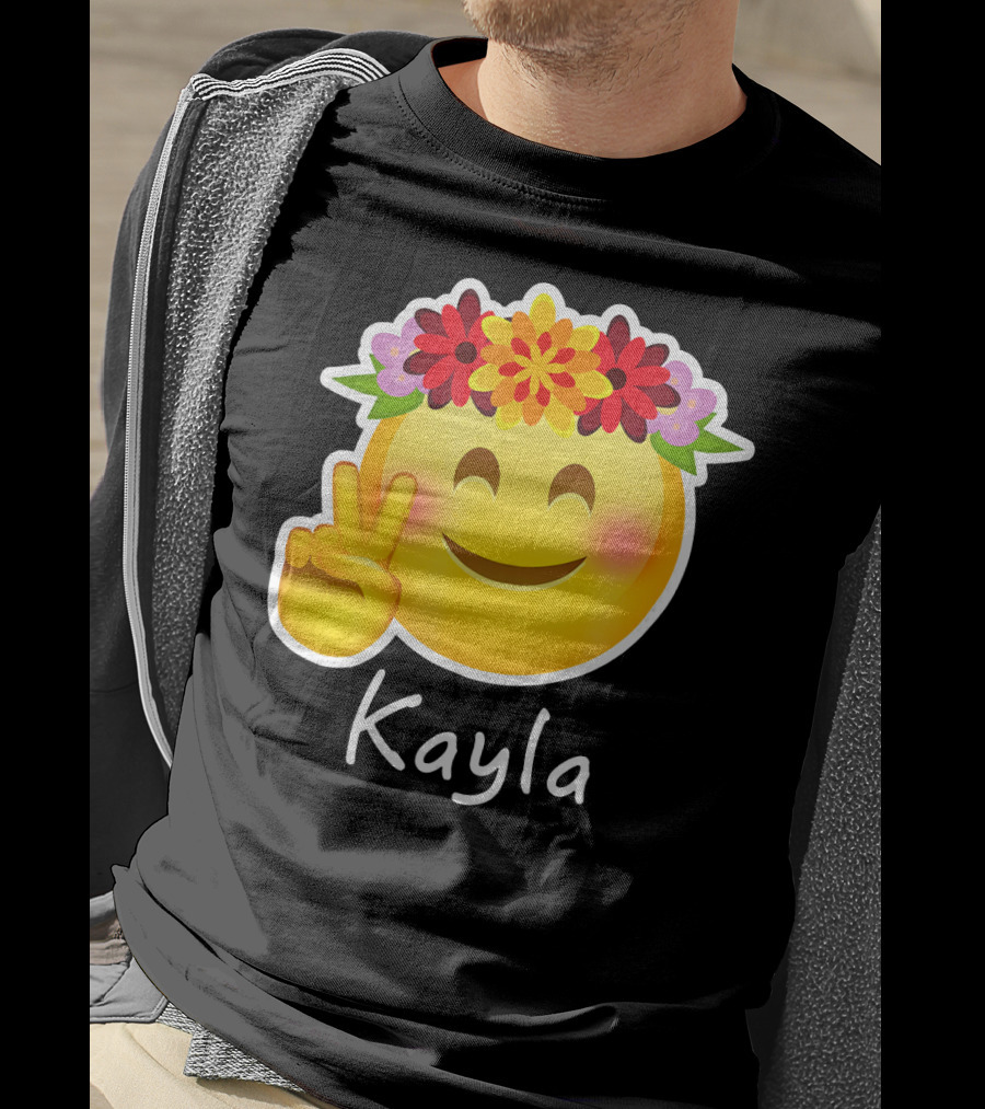 Kayla Hippie Flower Power Peace Sign Emoticon T-Shirt