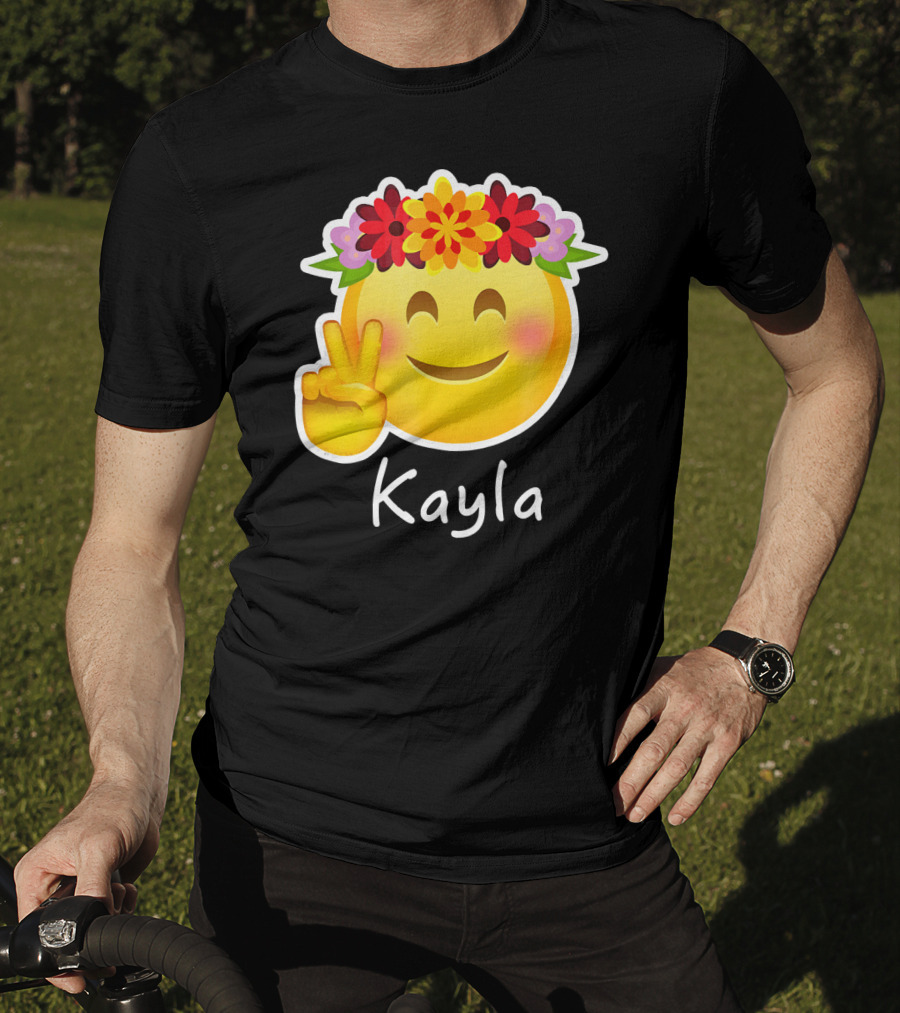 Kayla Hippie Flower Power Peace Sign Emoticon T-Shirt