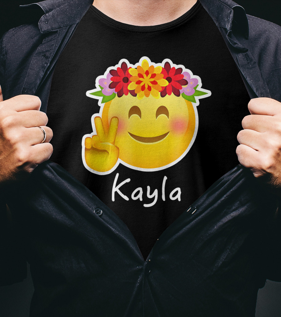 Kayla Hippie Flower Power Peace Sign Emoticon T-Shirt