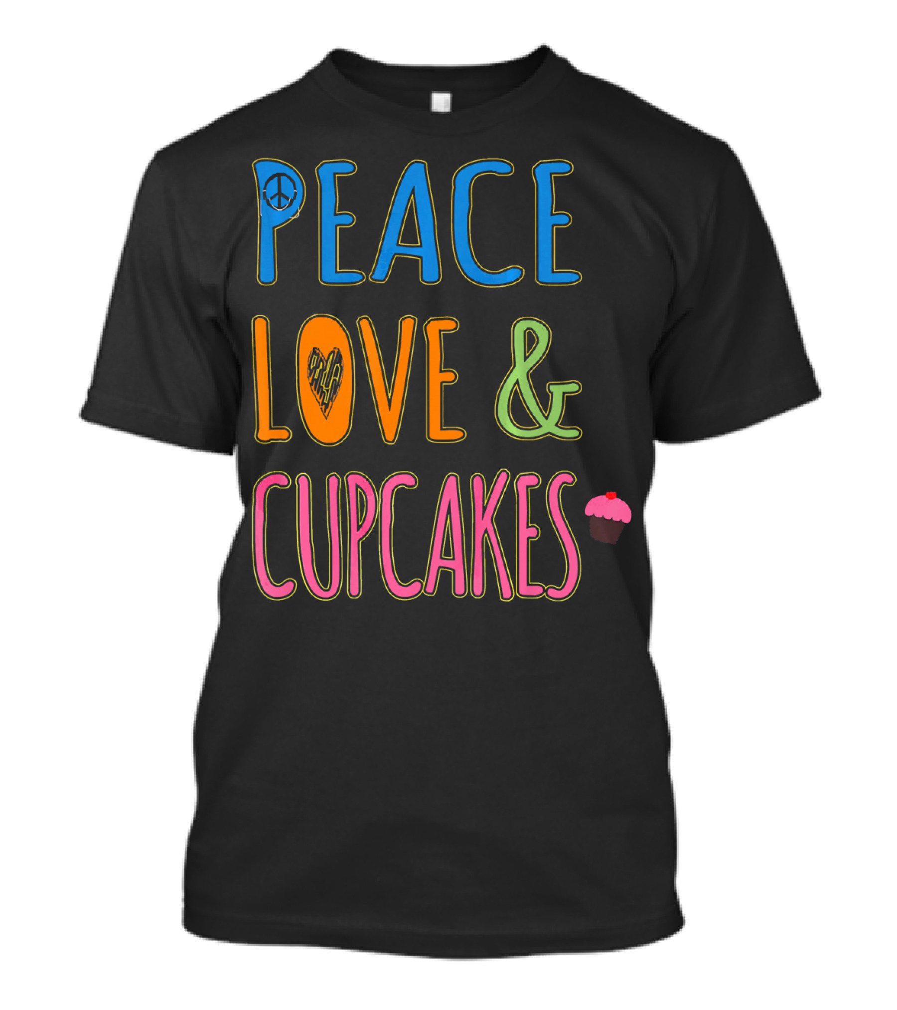 Peace Love And Cupcakes With Pink Frosting Cupcake T-Shirt