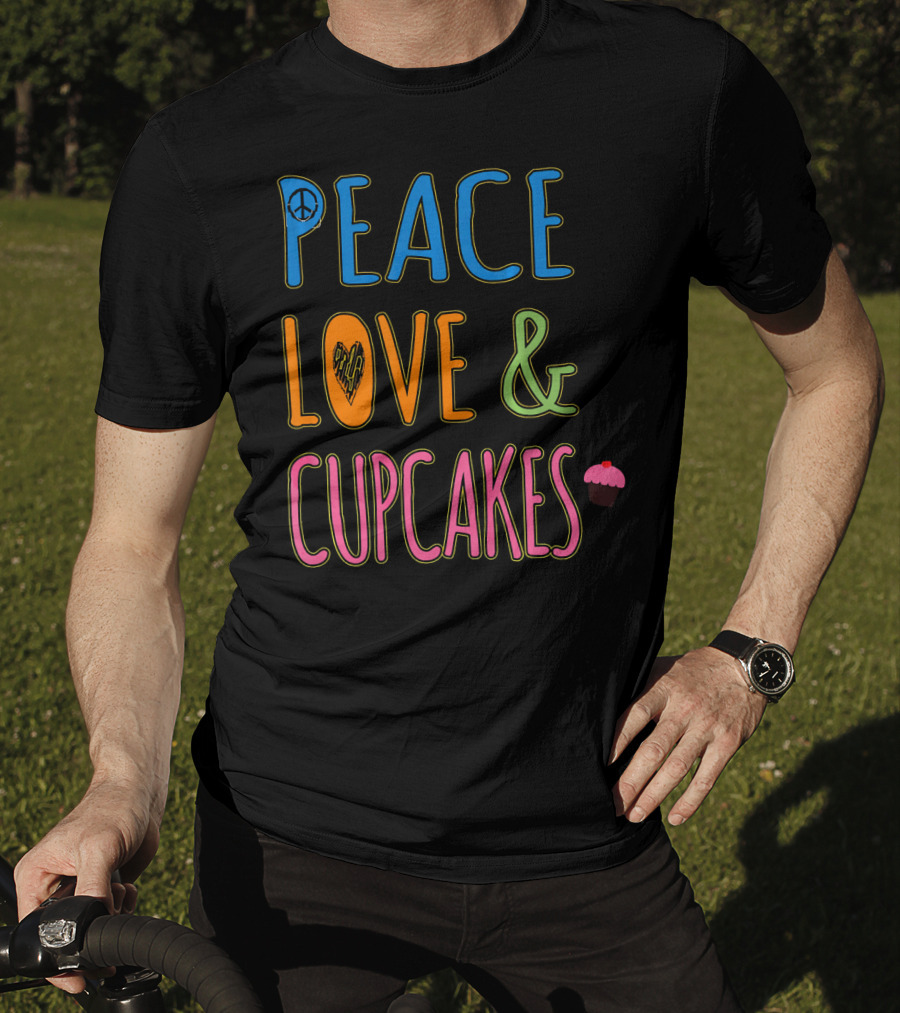 Peace Love And Cupcakes With Pink Frosting Cupcake T-Shirt