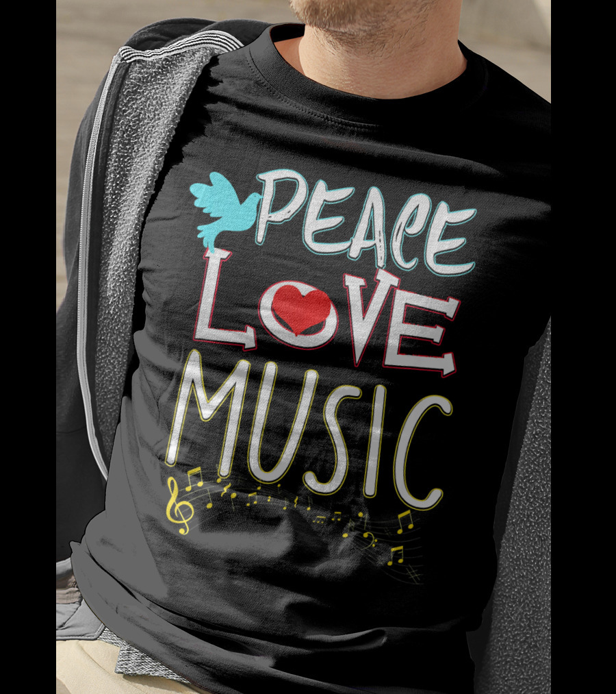 Peace Love Music Cute Hippie Hipster Festival T-Shirt