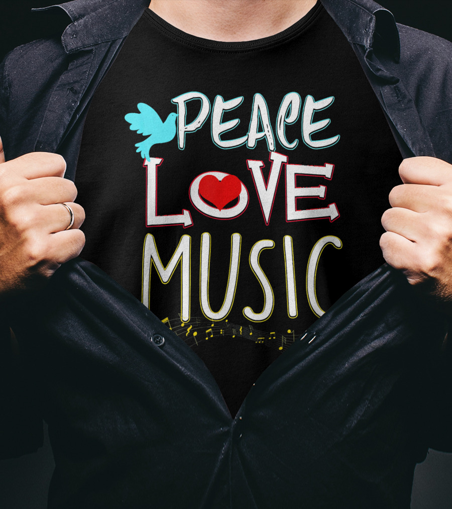 Peace Love Music Cute Hippie Hipster Festival T-Shirt