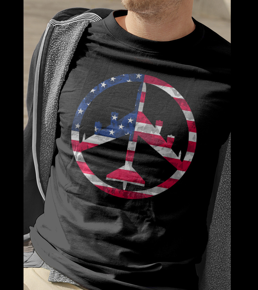 B-52 Bomber Peace Through Superior Firepower American Flag T-Shirt