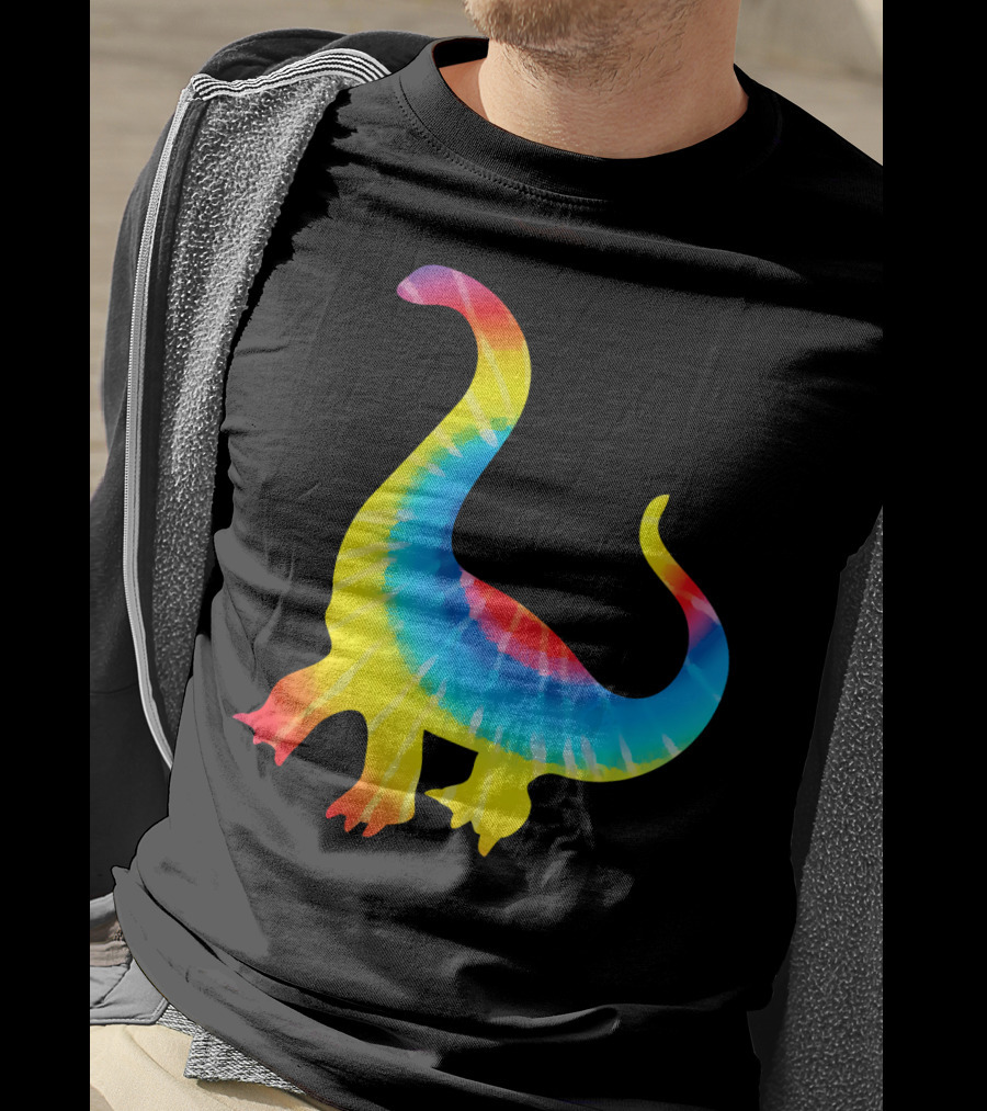 Tie Dye Rainbow Dinosaur Print Rex Hip T-Shirt