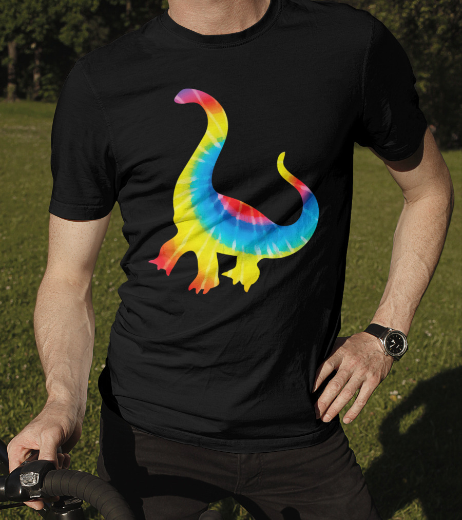 Tie Dye Rainbow Dinosaur Print Rex Hip T-Shirt