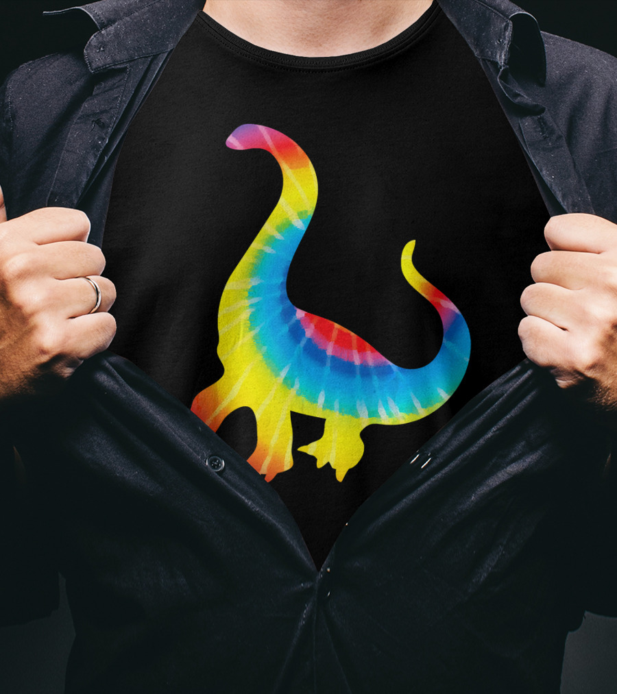 Tie Dye Rainbow Dinosaur Print Rex Hip T-Shirt