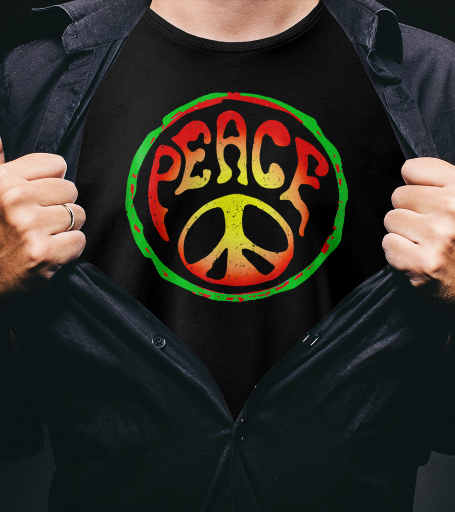 Rasta Peace Sign 60s Hippie T-Shirt