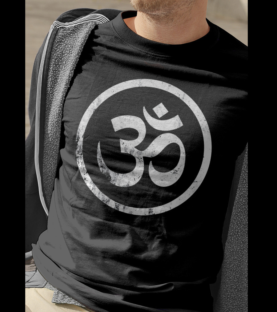 Distressed Om Symbol Namaste Meditation Emblem T-Shirt