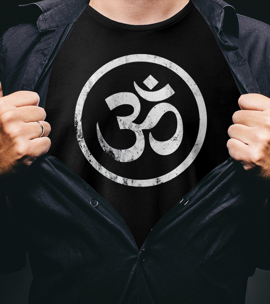 Distressed Om Symbol Namaste Meditation Emblem T-Shirt