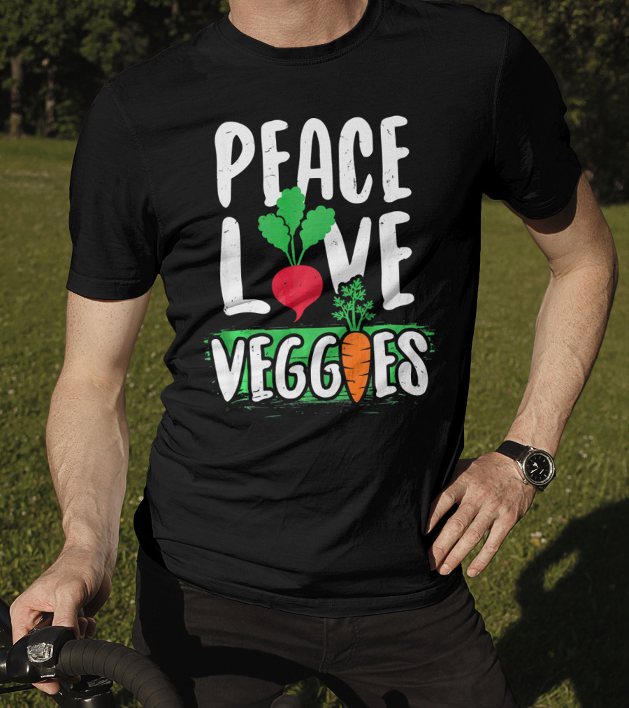 Peace Love Veggies Vegetarian Carrot And Radish T-Shirt