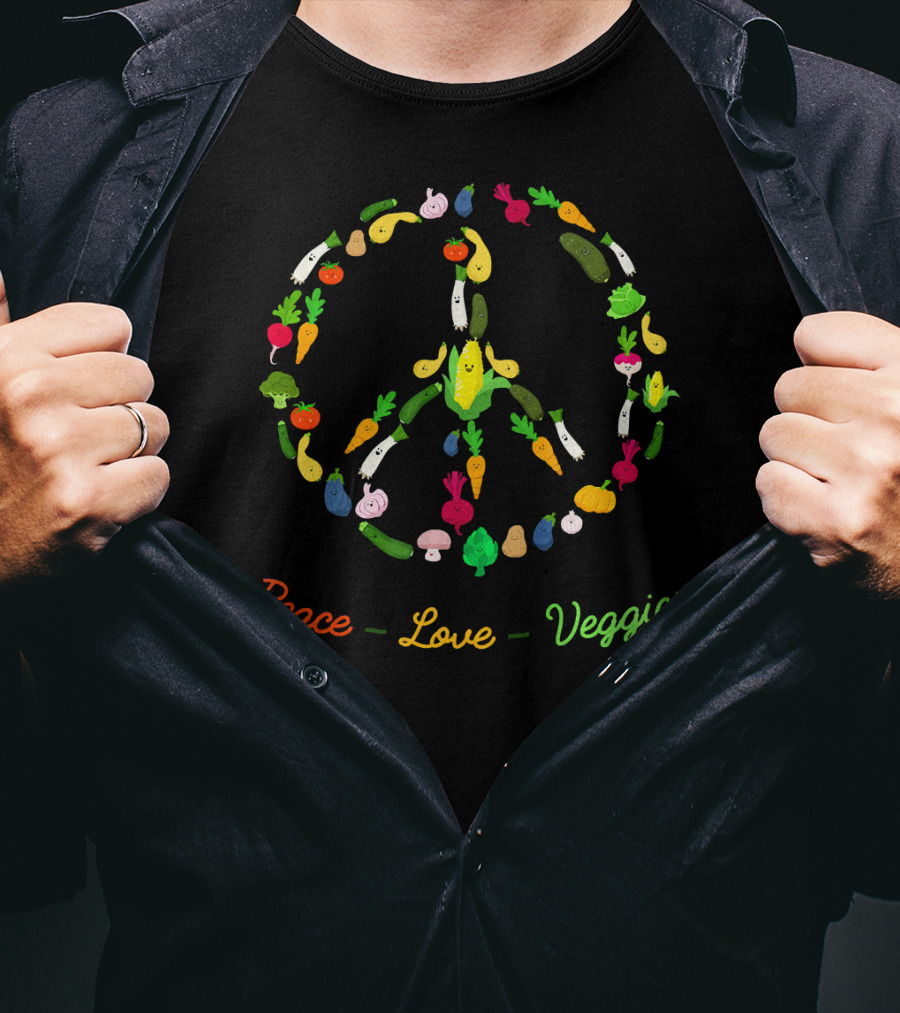 Peace Love Veggies Funny Vegetarian T-Shirt