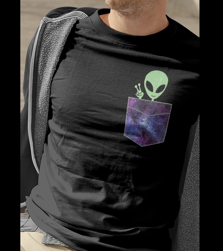 Alien Pocket UFO From Cosmic Galaxy Peace T-Shirt