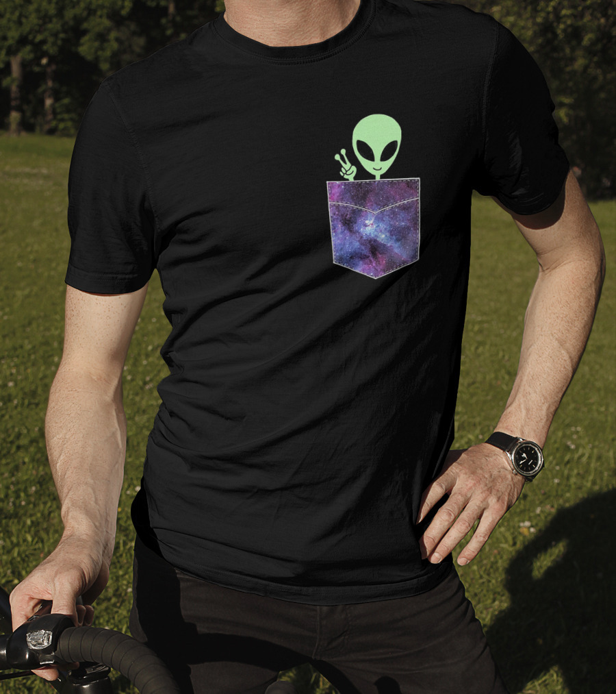 Alien Pocket UFO From Cosmic Galaxy Peace T-Shirt