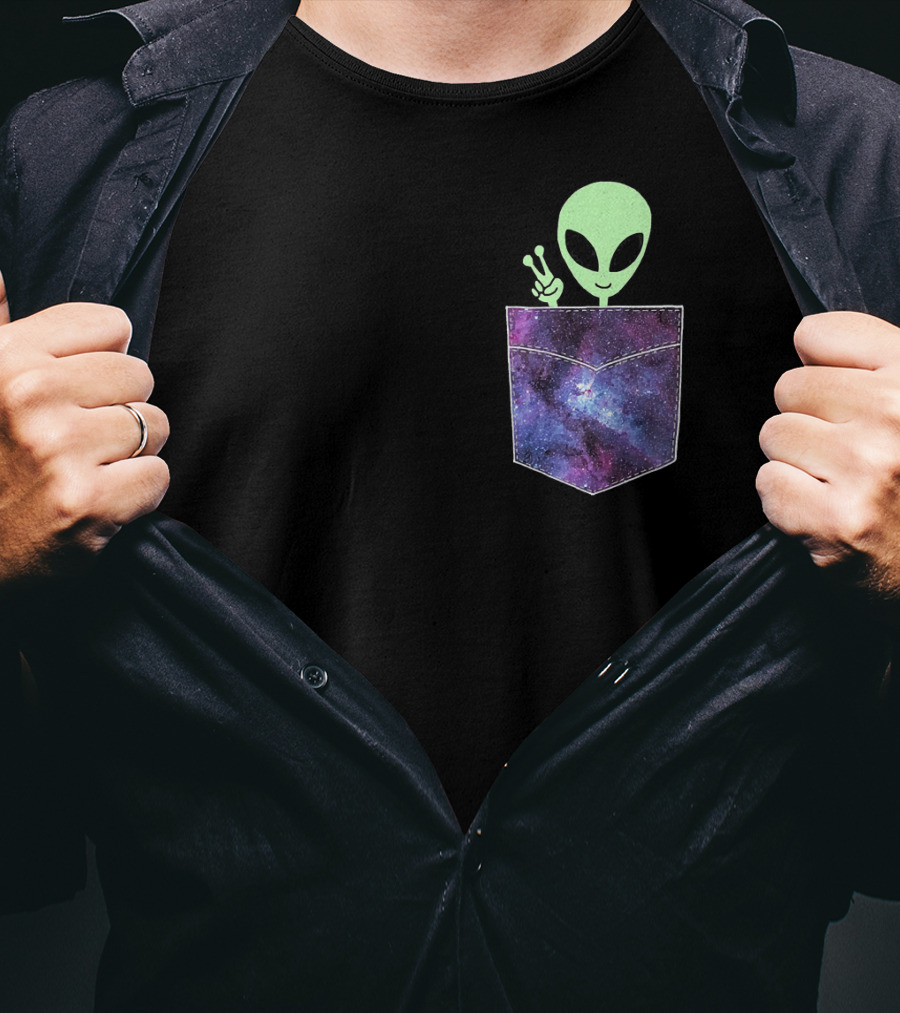 Alien Pocket UFO From Cosmic Galaxy Peace T-Shirt