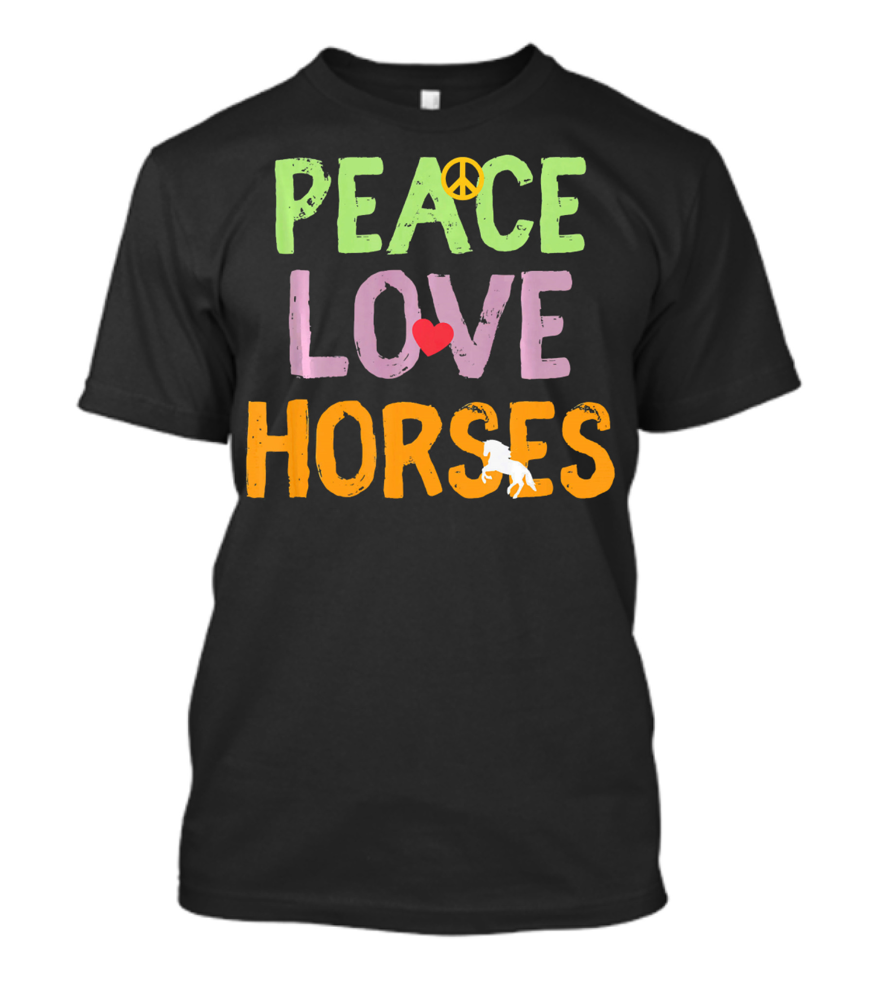 Peace Love Horses Equestrian Horse Iconic Symbols T-Shirt