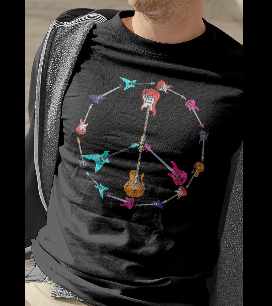 Guitar Peace Symbol Harmony Music Lover T-Shirt