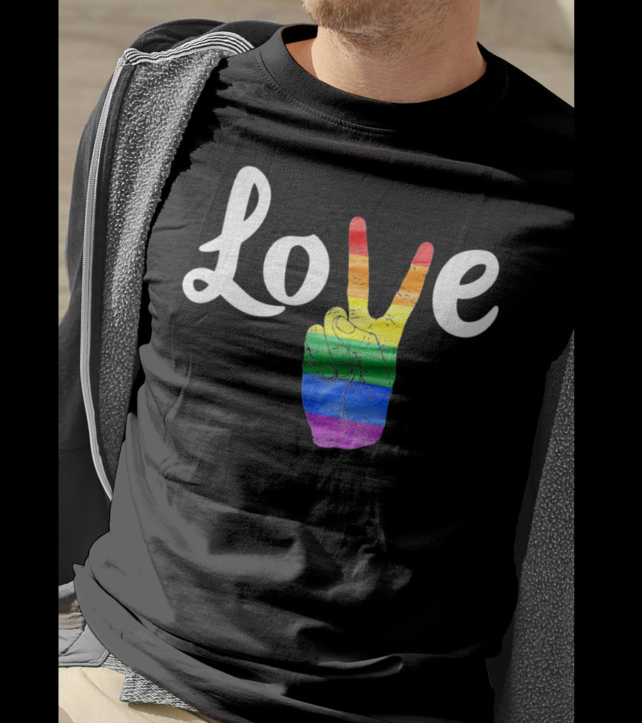 LOVE Peace Sign Rainbow Gay Pride T-Shirt
