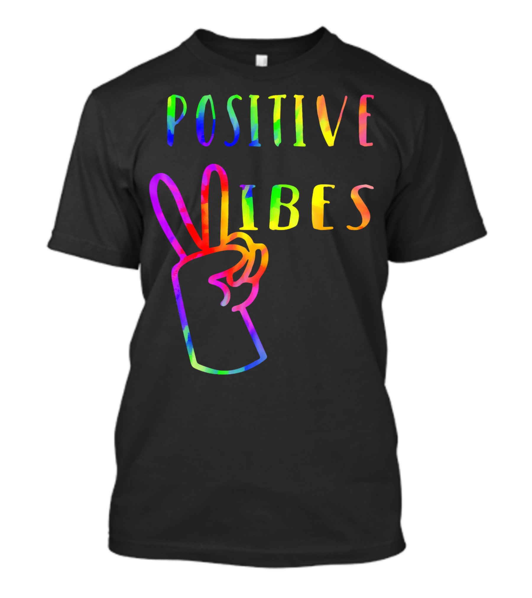 Positive Vibes Tie Dye Peace Sign Hippie 70s Vibe T-Shirt