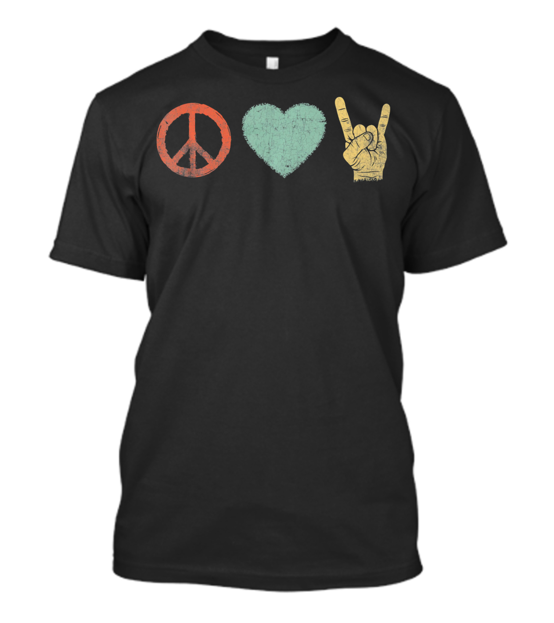 Peace Love Rock Gesture Retro Vintage Rock And Roll T-Shirt