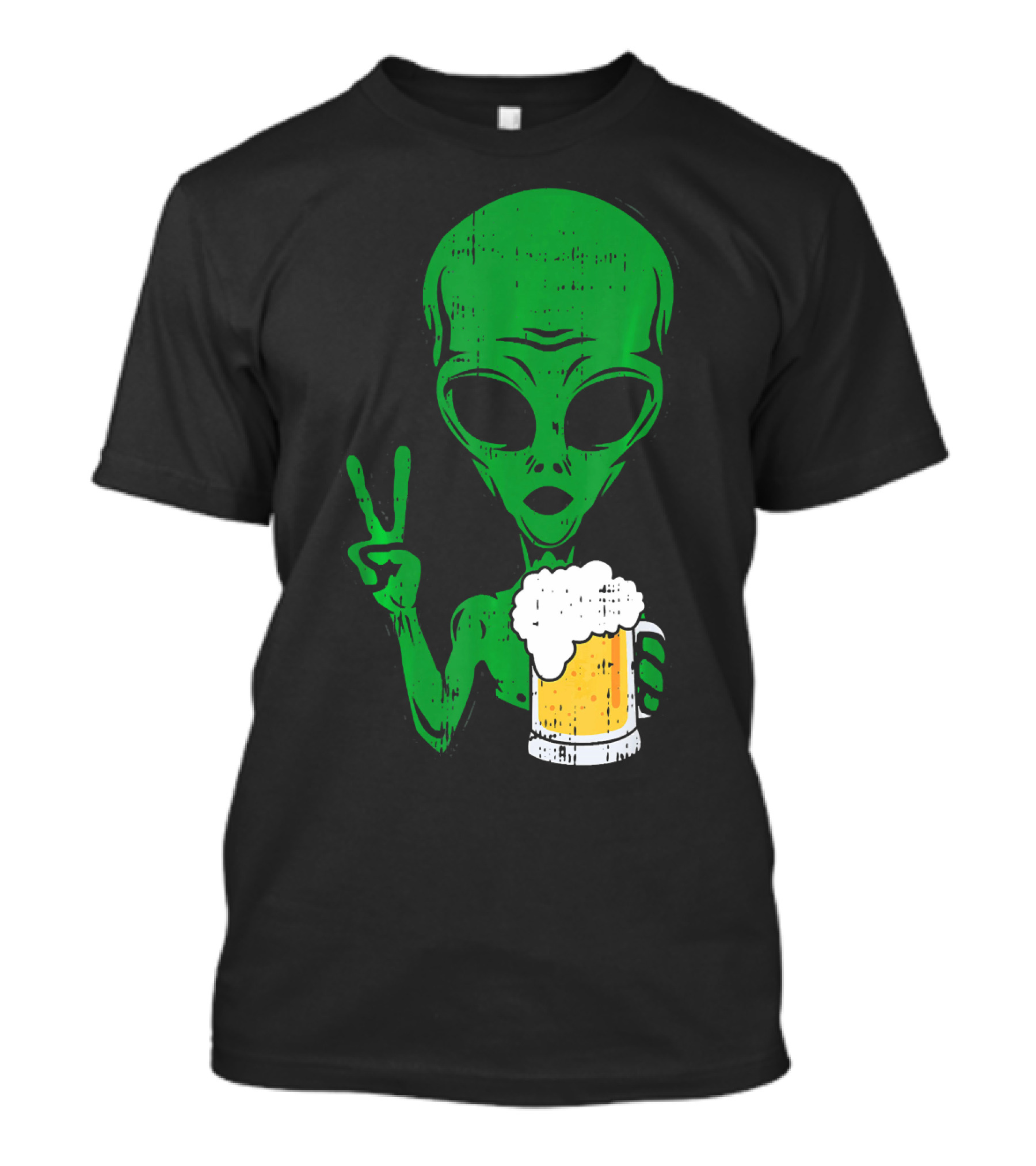 Area 51 Alien Peace Sign Drinking Beer T-Shirt