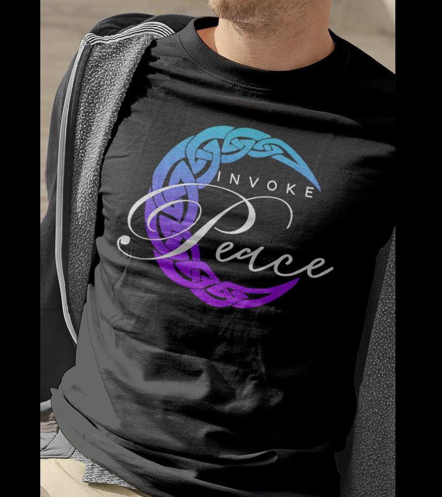 Invoke Peace Celtic Wiccan Crescent Moon T-Shirt