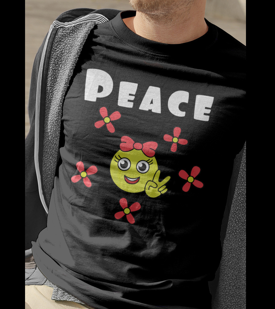 Peace Smiley Face With Flowers And Bow T-Shirt