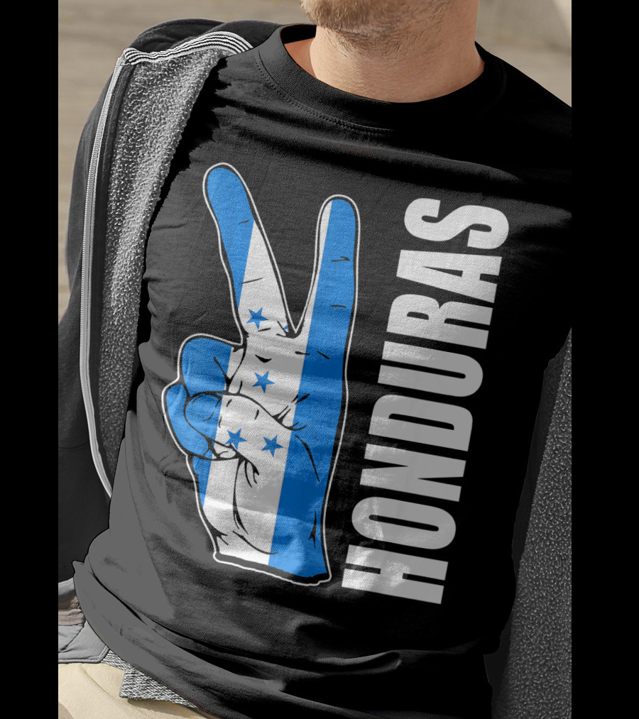 Peace In Honduras Love Hondura Honduran Flag V Sign T-Shirt