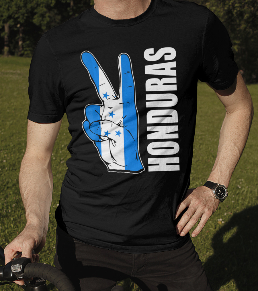 Peace In Honduras Love Hondura Honduran Flag V Sign T-Shirt