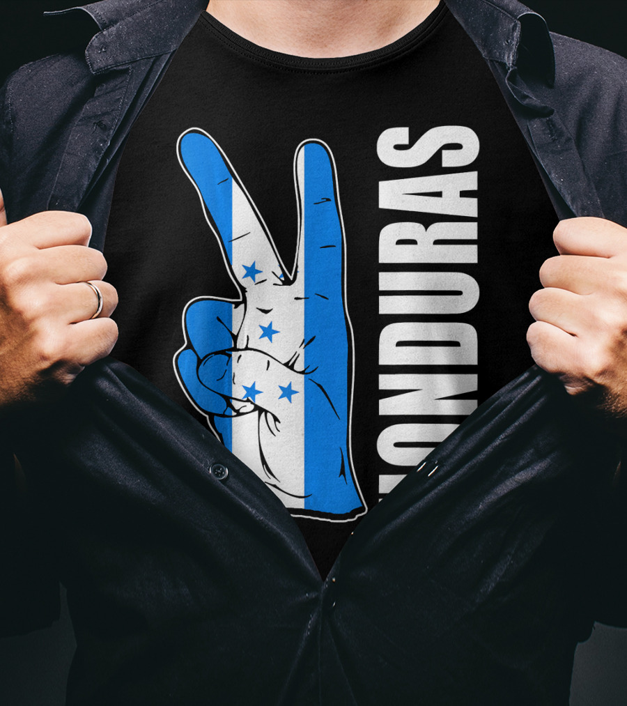 Peace In Honduras Love Hondura Honduran Flag V Sign T-Shirt