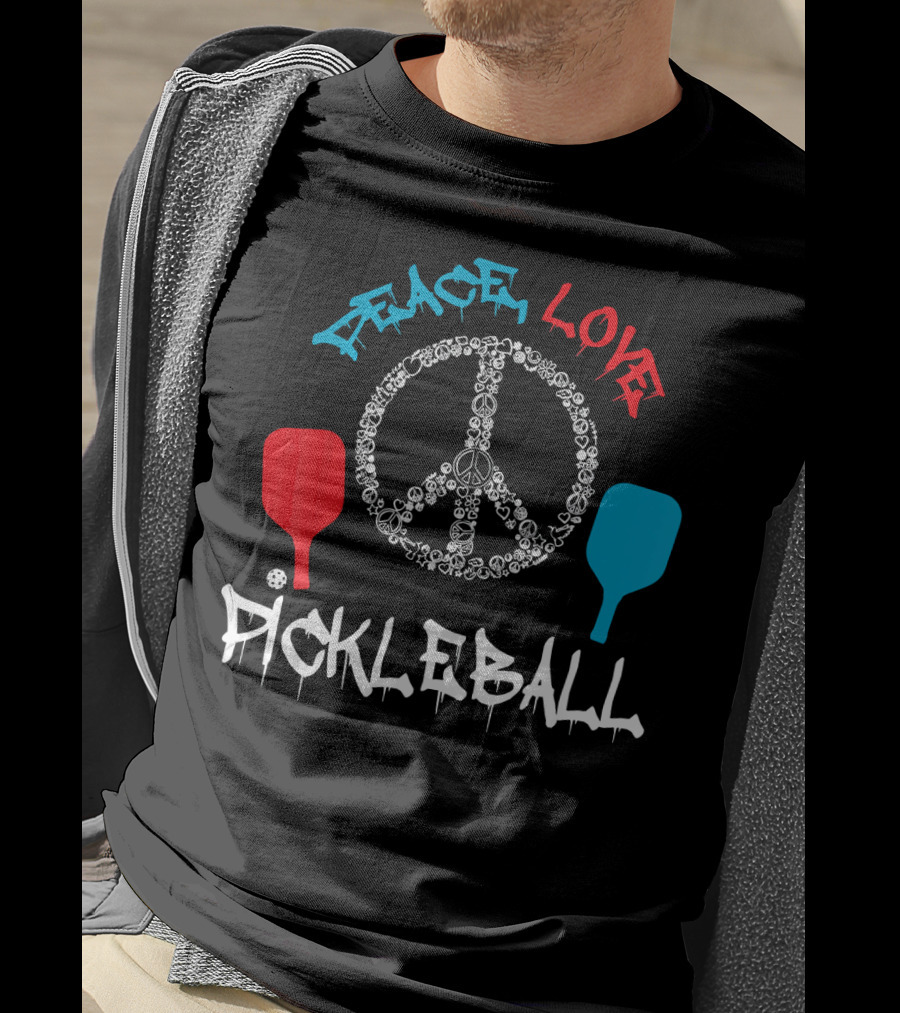 Peace Love Pickleball Funny Player T-Shirt