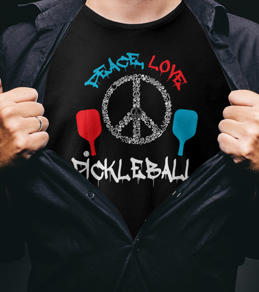 Peace Love Pickleball Funny Player T-Shirt