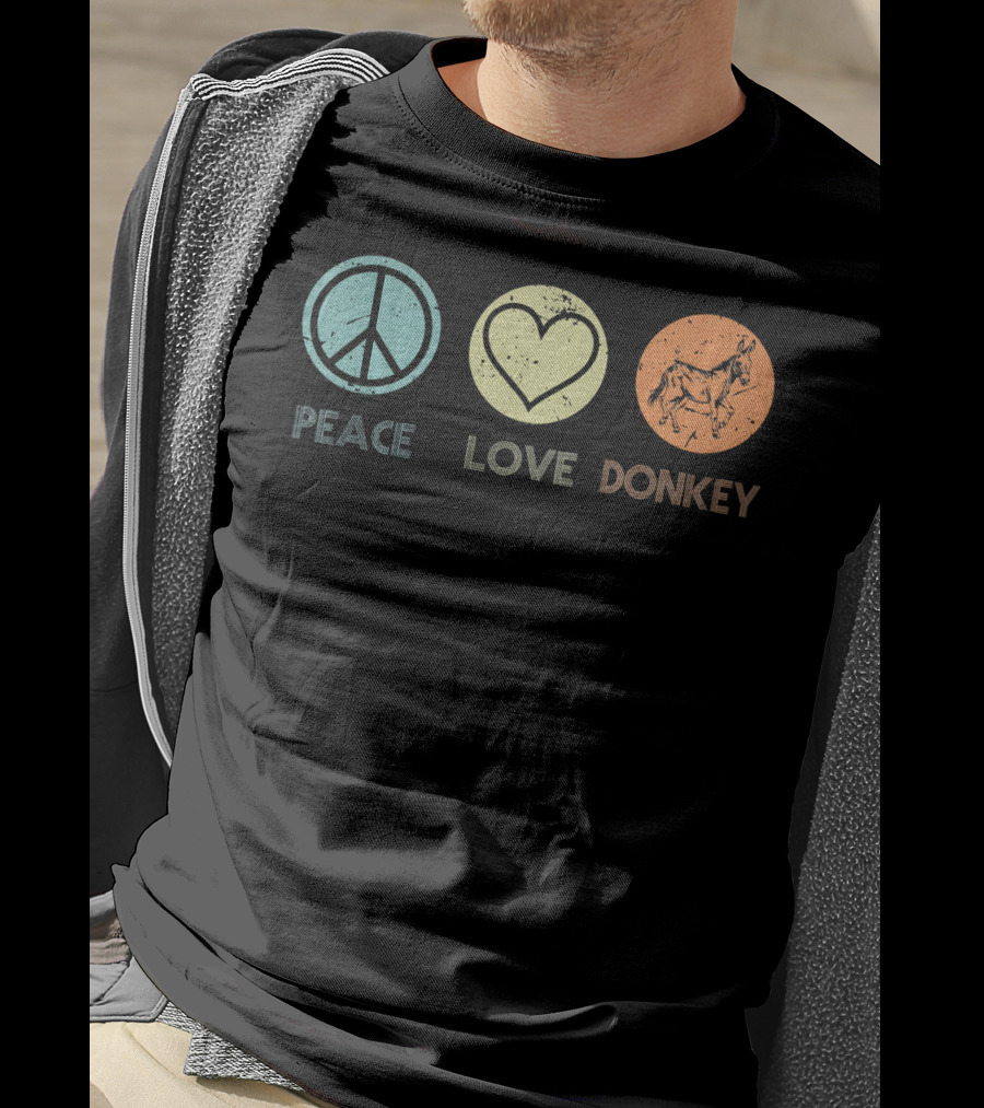 Peace Love Donkey Vintage Retro T-Shirt