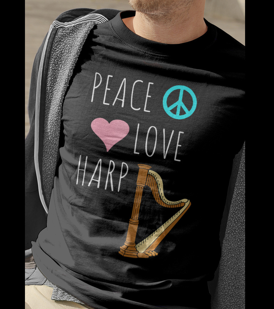 Peace Love Harp Player Musician Harpist T-Shirt