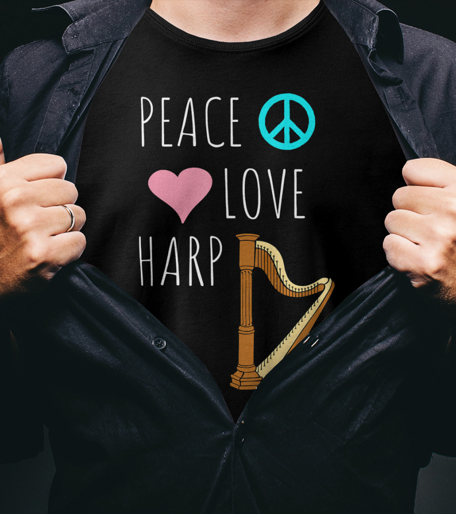 Peace Love Harp Player Musician Harpist T-Shirt