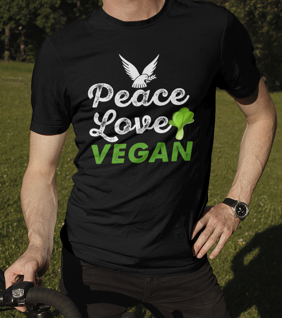 Peace Love Vegan Dove Leaf T-Shirt