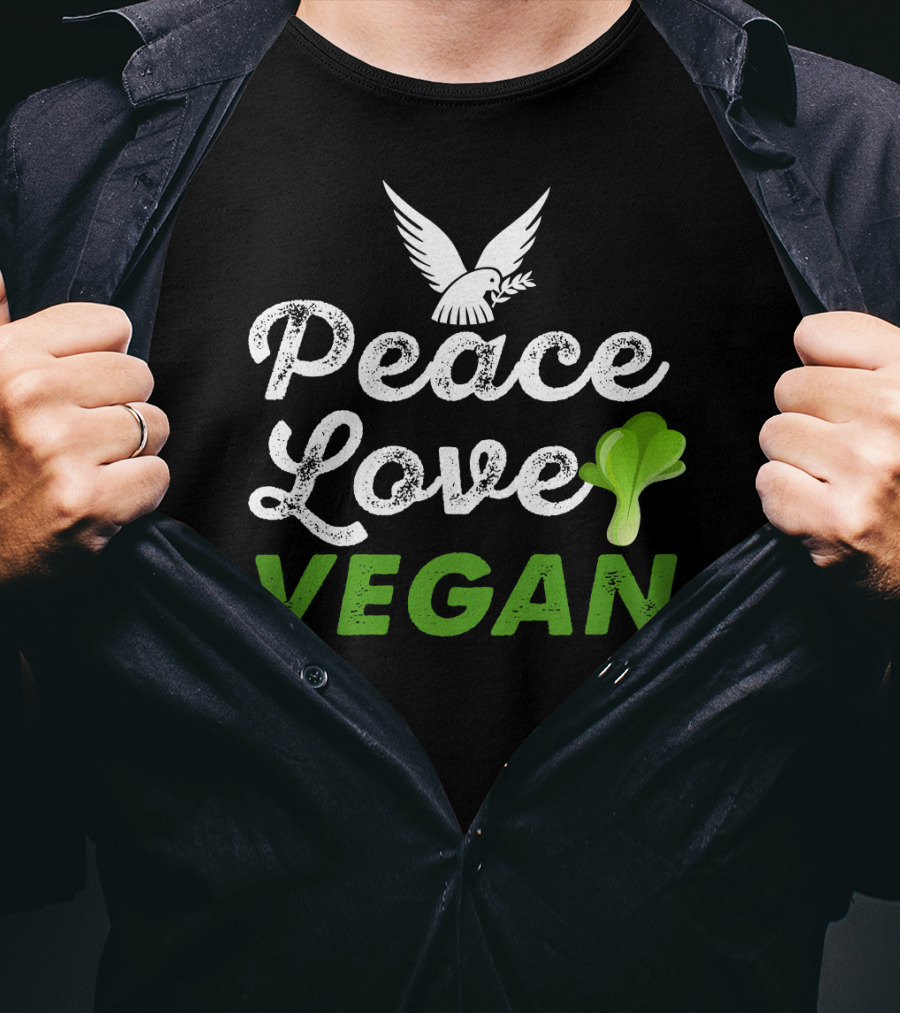 Peace Love Vegan Dove Leaf T-Shirt