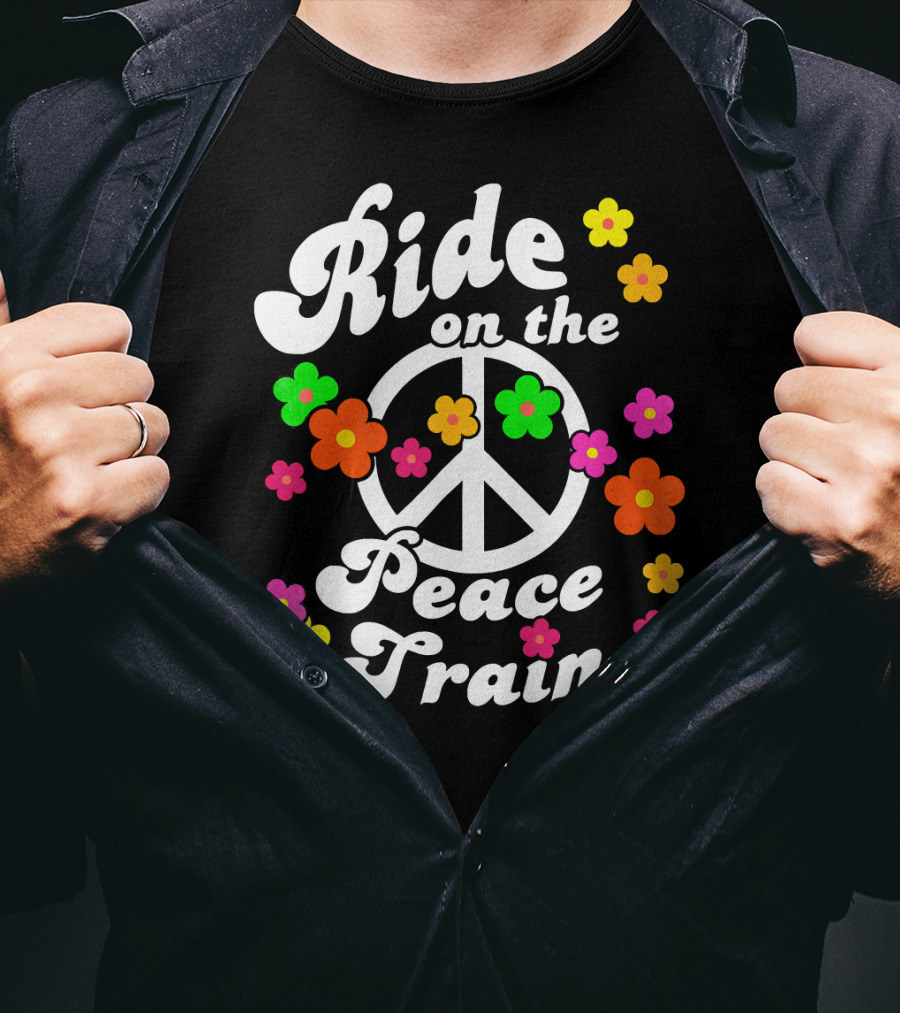 Ride On The Peace Train Flower Power T-Shirt