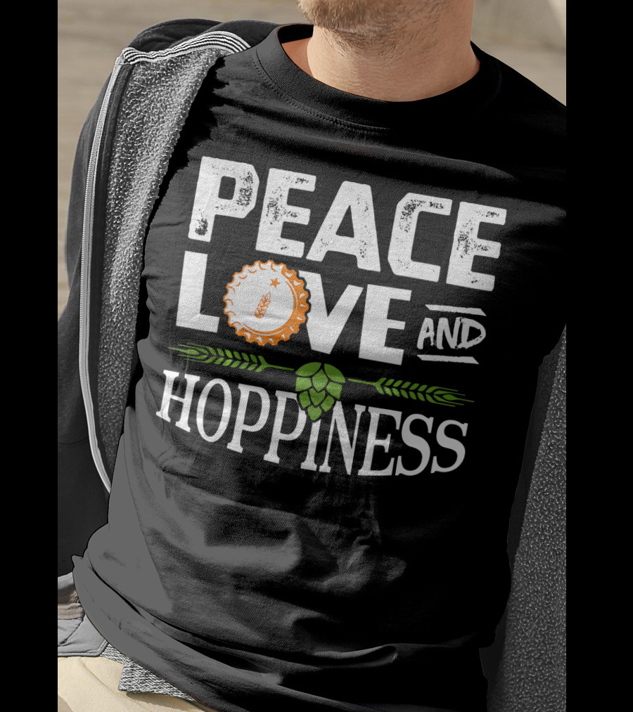Peace Love And Hoppiness Craft Beer IPA Cappuccino Cup Wheat Symbol Hops T-Shirt