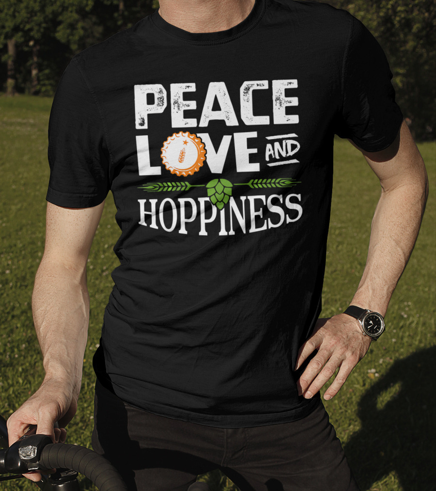 Peace Love And Hoppiness Craft Beer IPA Cappuccino Cup Wheat Symbol Hops T-Shirt