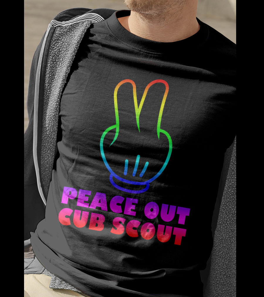 Peace Out Cub Scout Rainbow Hand Gesture T-Shirt