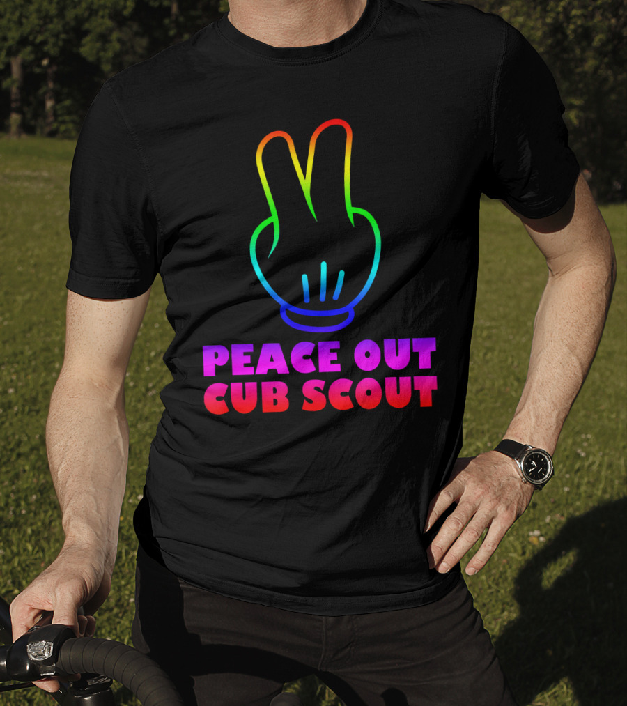 Peace Out Cub Scout Rainbow Hand Gesture T-Shirt