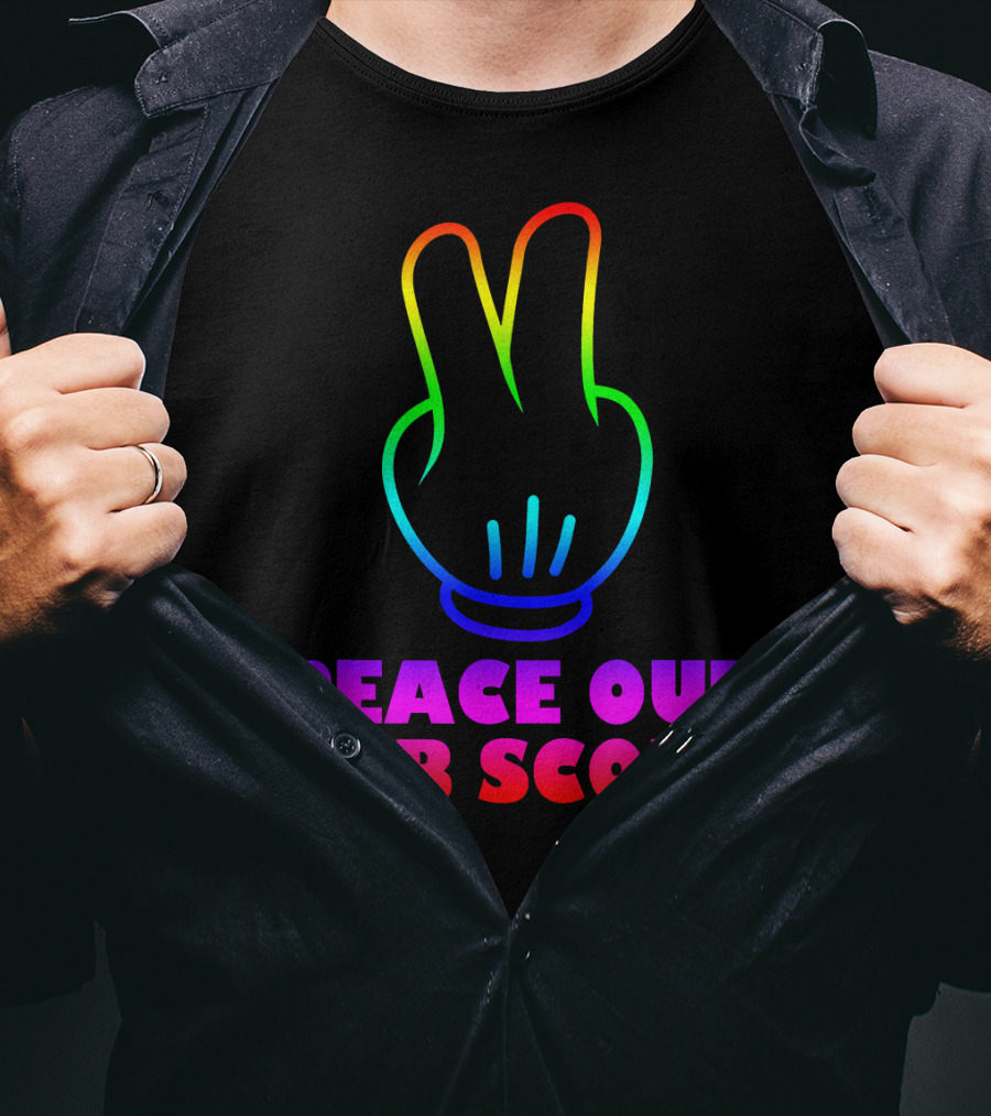 Peace Out Cub Scout Rainbow Hand Gesture T-Shirt