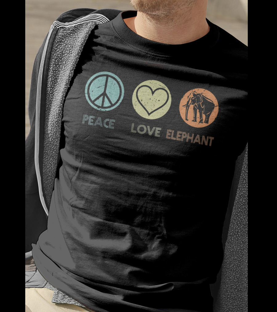 Peace Love Elephant Vintage T-Shirt