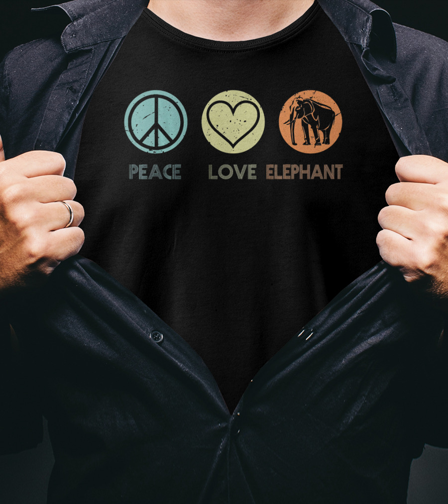 Peace Love Elephant Vintage T-Shirt