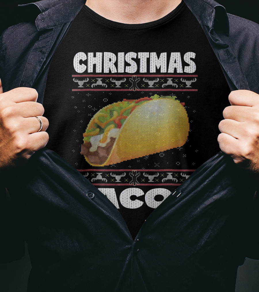 Christmas Tacos Ugly Sweater Funny Holiday T-Shirt