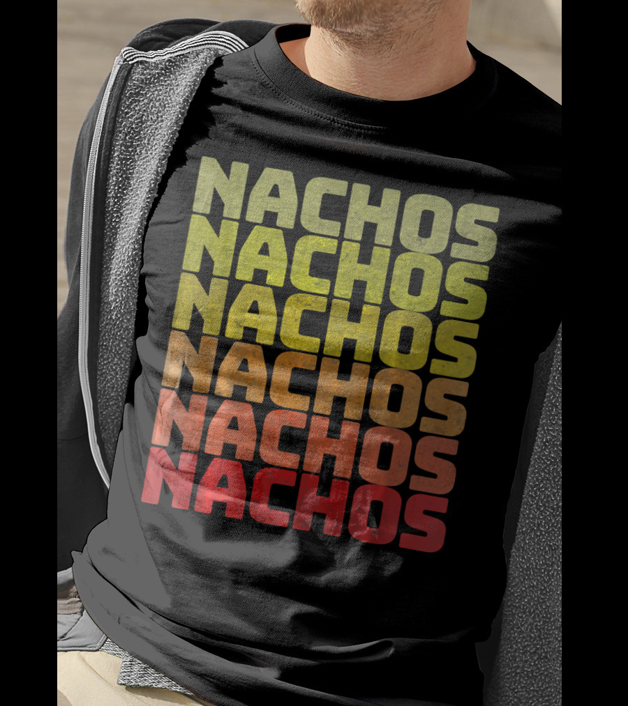 Nachos Retro Funny Tuesday Tacos Repeated Nachos Text T-Shirt
