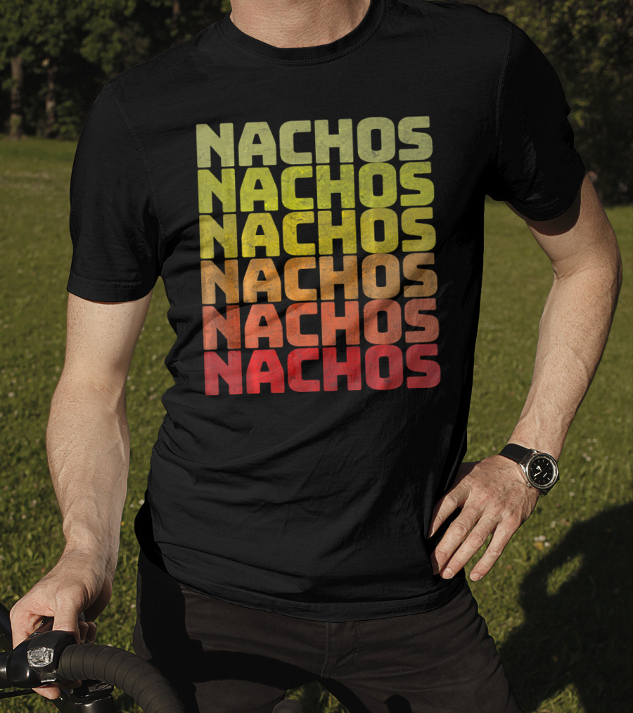 Nachos Retro Funny Tuesday Tacos Repeated Nachos Text T-Shirt